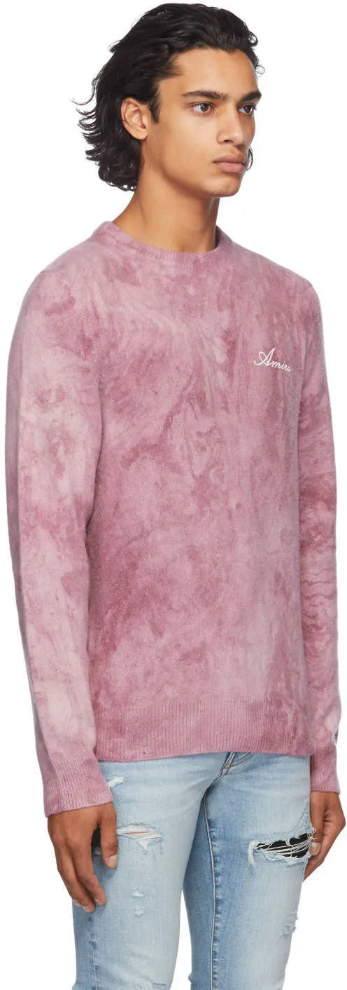 AMIRI Burgundy Tie-Dye Marble Sweater