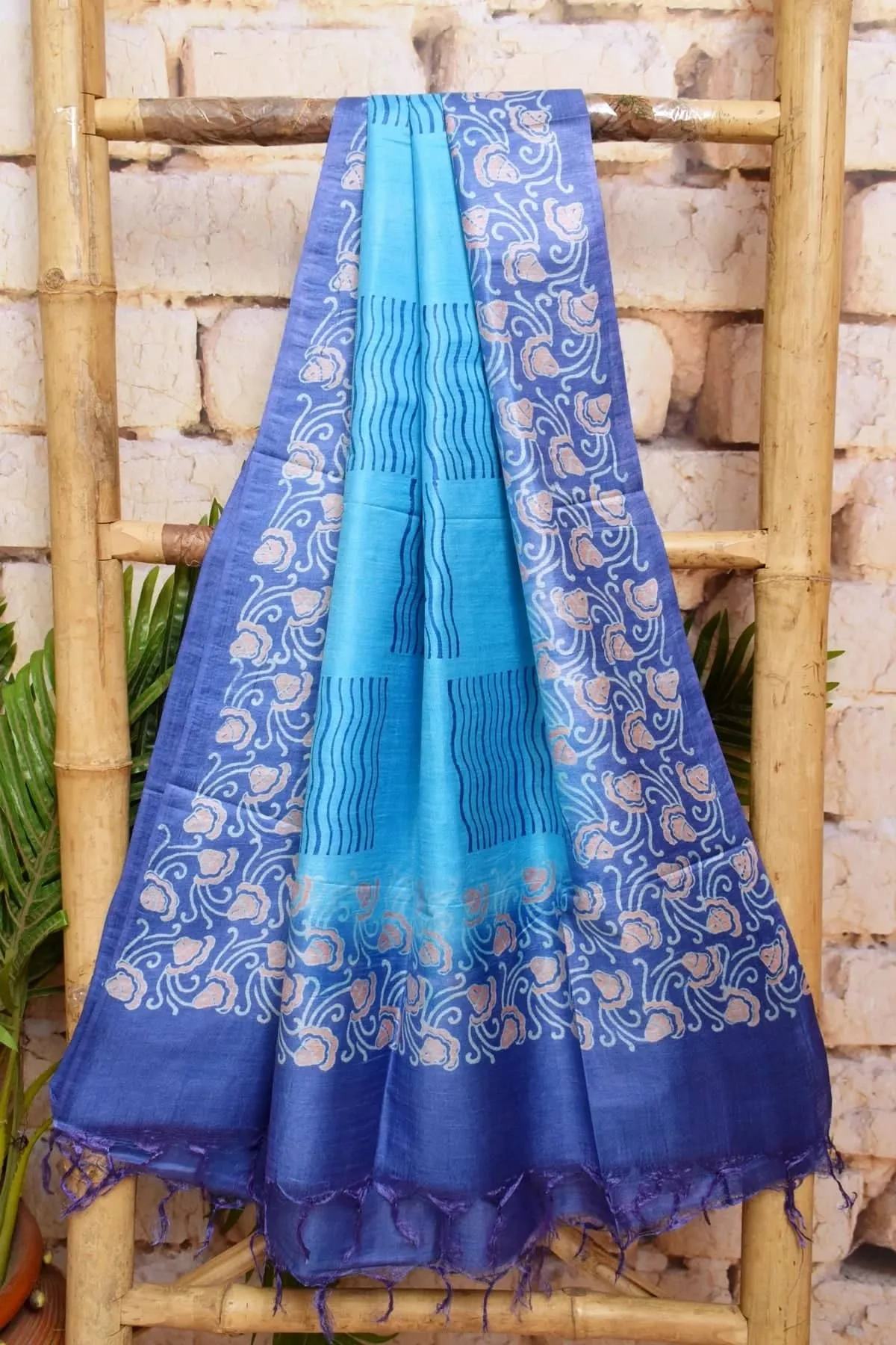 Blue Bhagalpuri Cotton Silk Suit