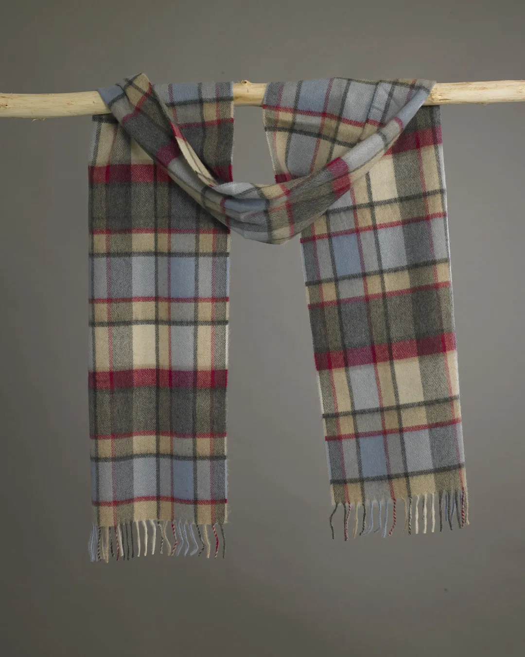 Blue x Grey Plaid & Block Wide Cashmere Scarf