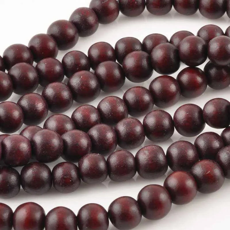 Burgundy 6mm or 8mm wood round beads 16 inch strand