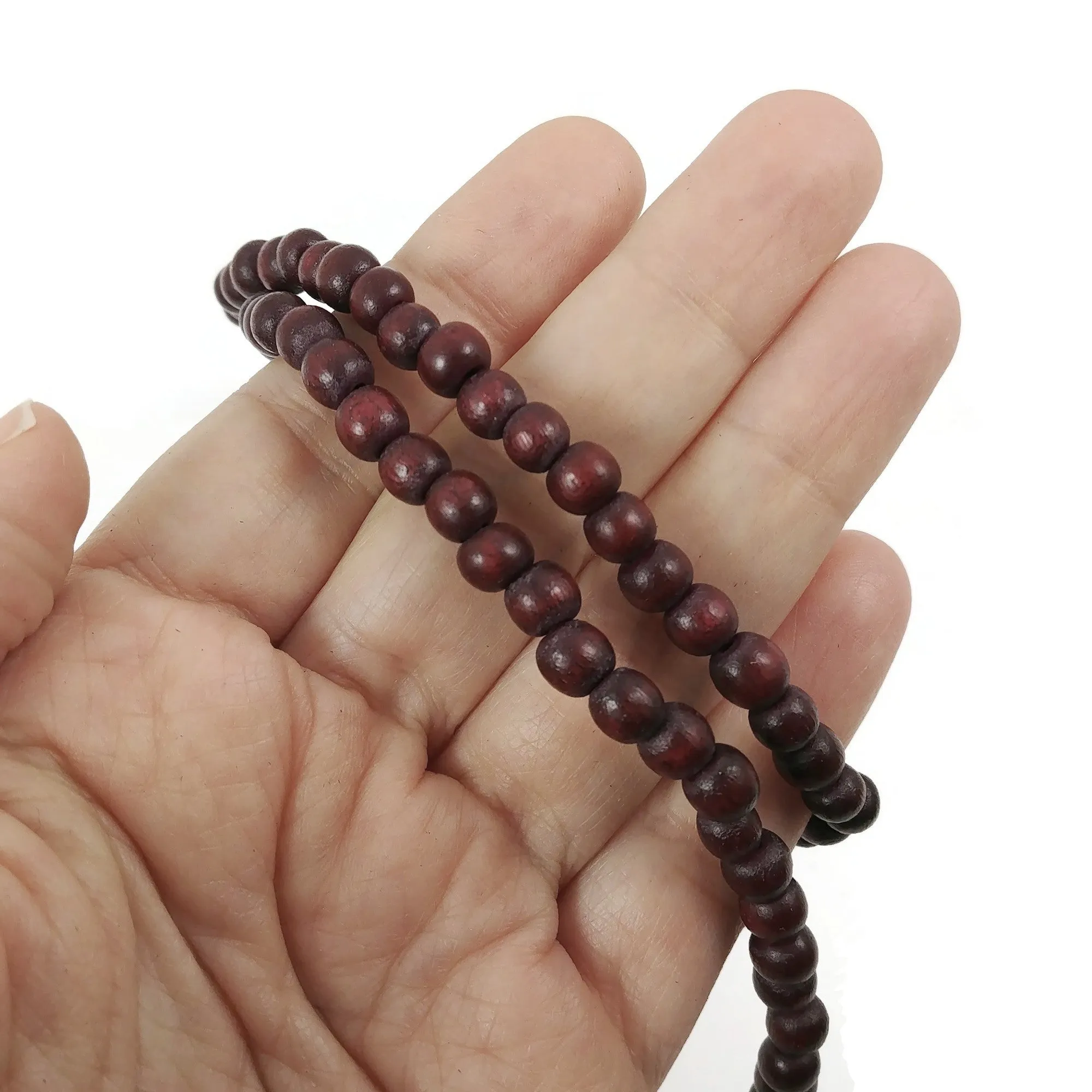 Burgundy 6mm or 8mm wood round beads 16 inch strand