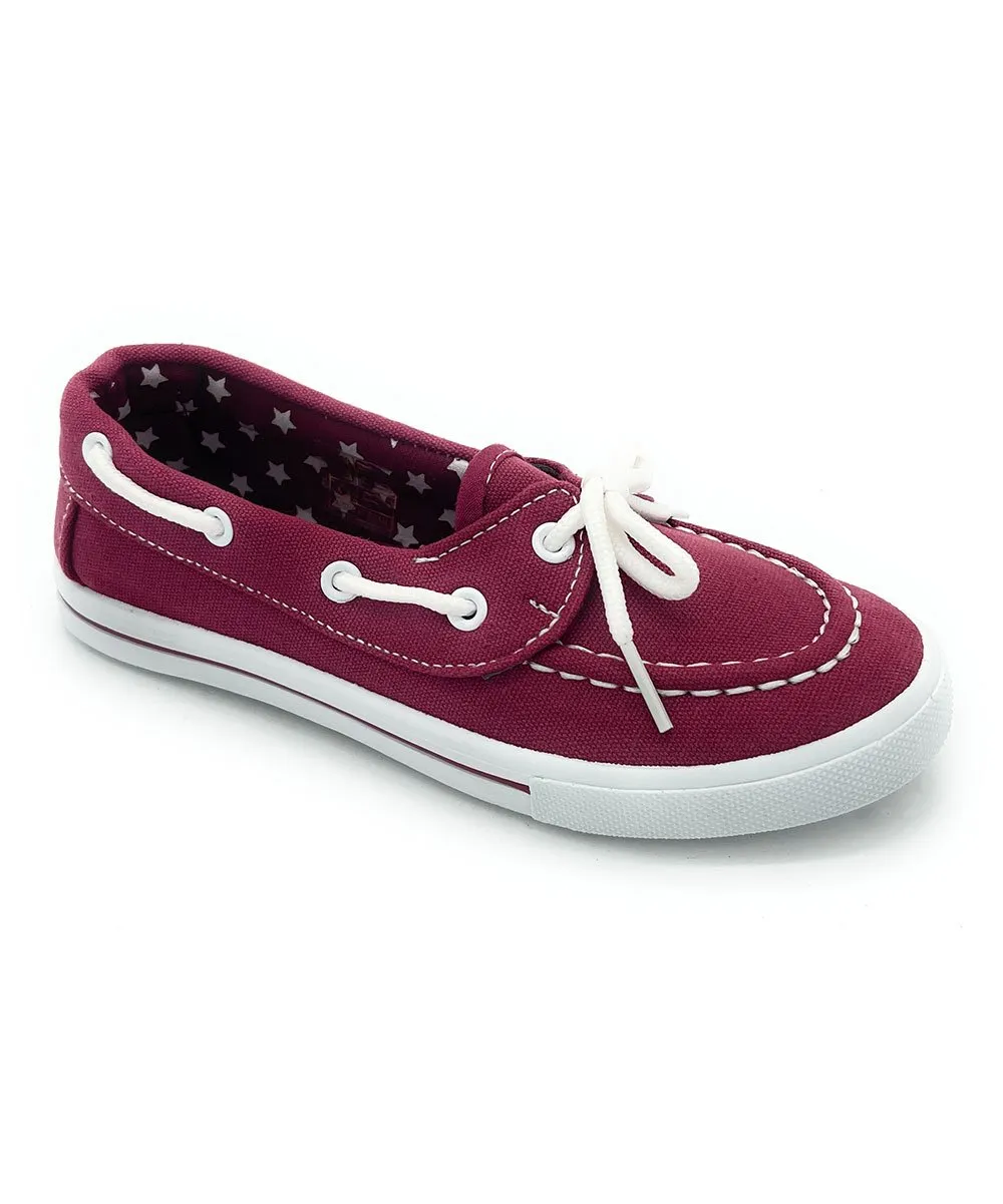 Burgundy & White Sneaker - Girls