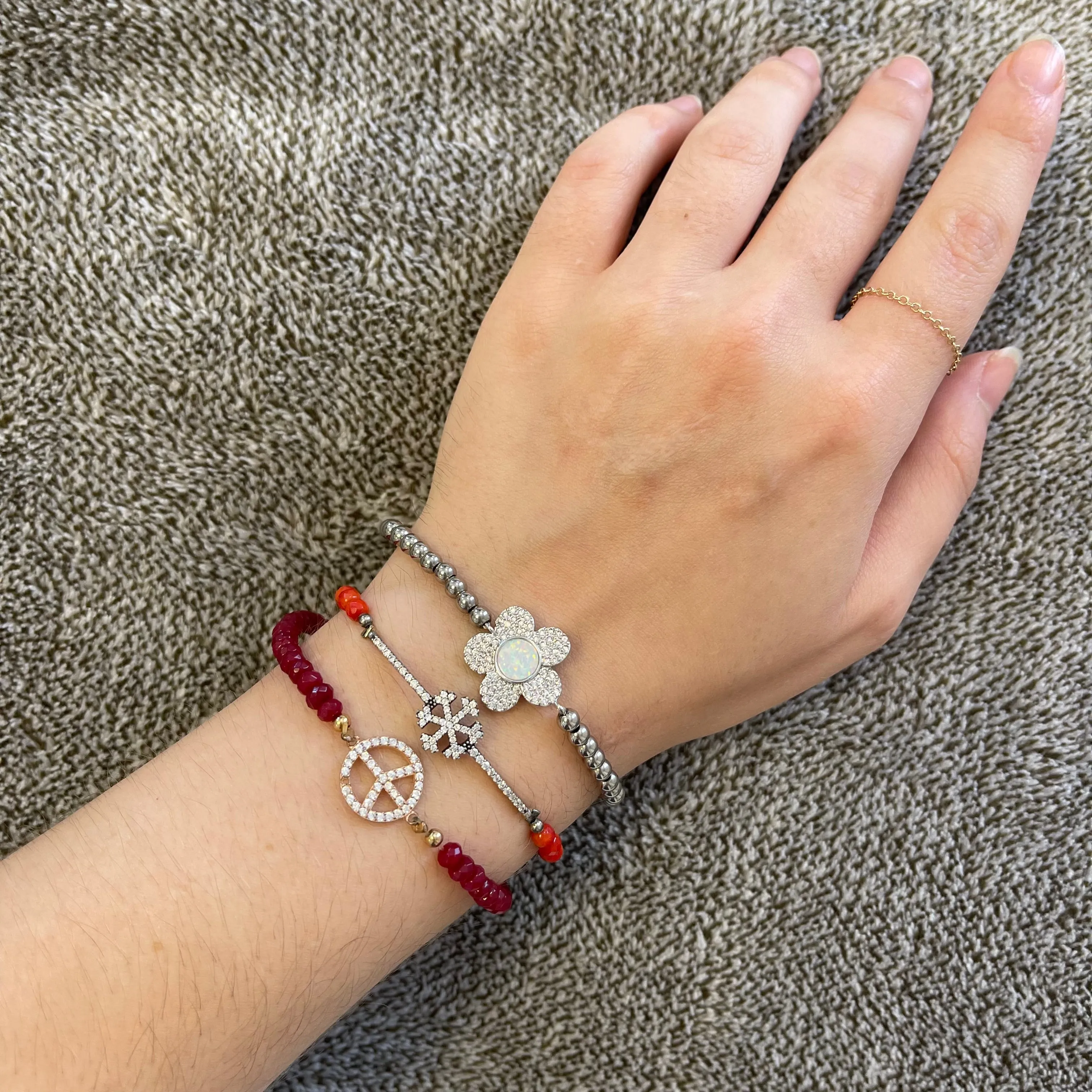 Burgundy Peace Stretch Bracelet