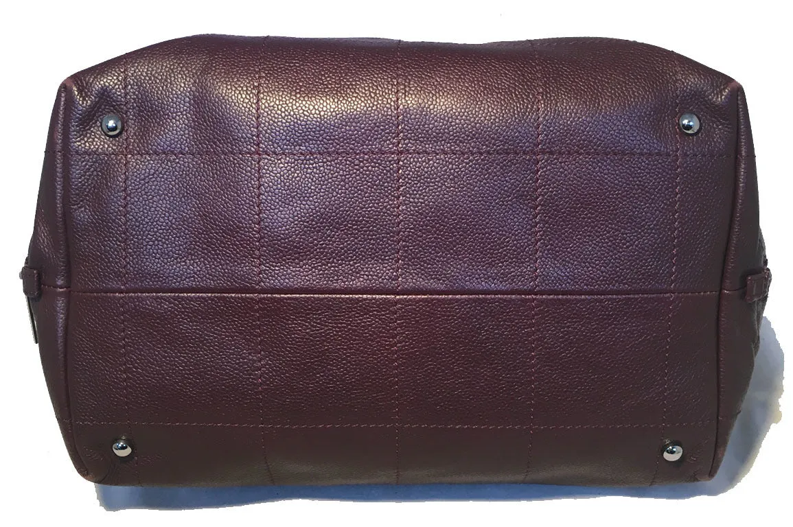 Chanel Burgundy Caviar Leather Square Quilted Shoulder Bag Tote