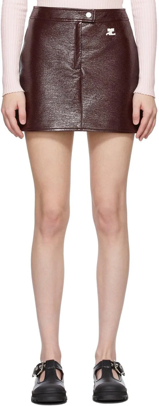 CourrÃ¨ges Burgundy Vinyl Miniskirt