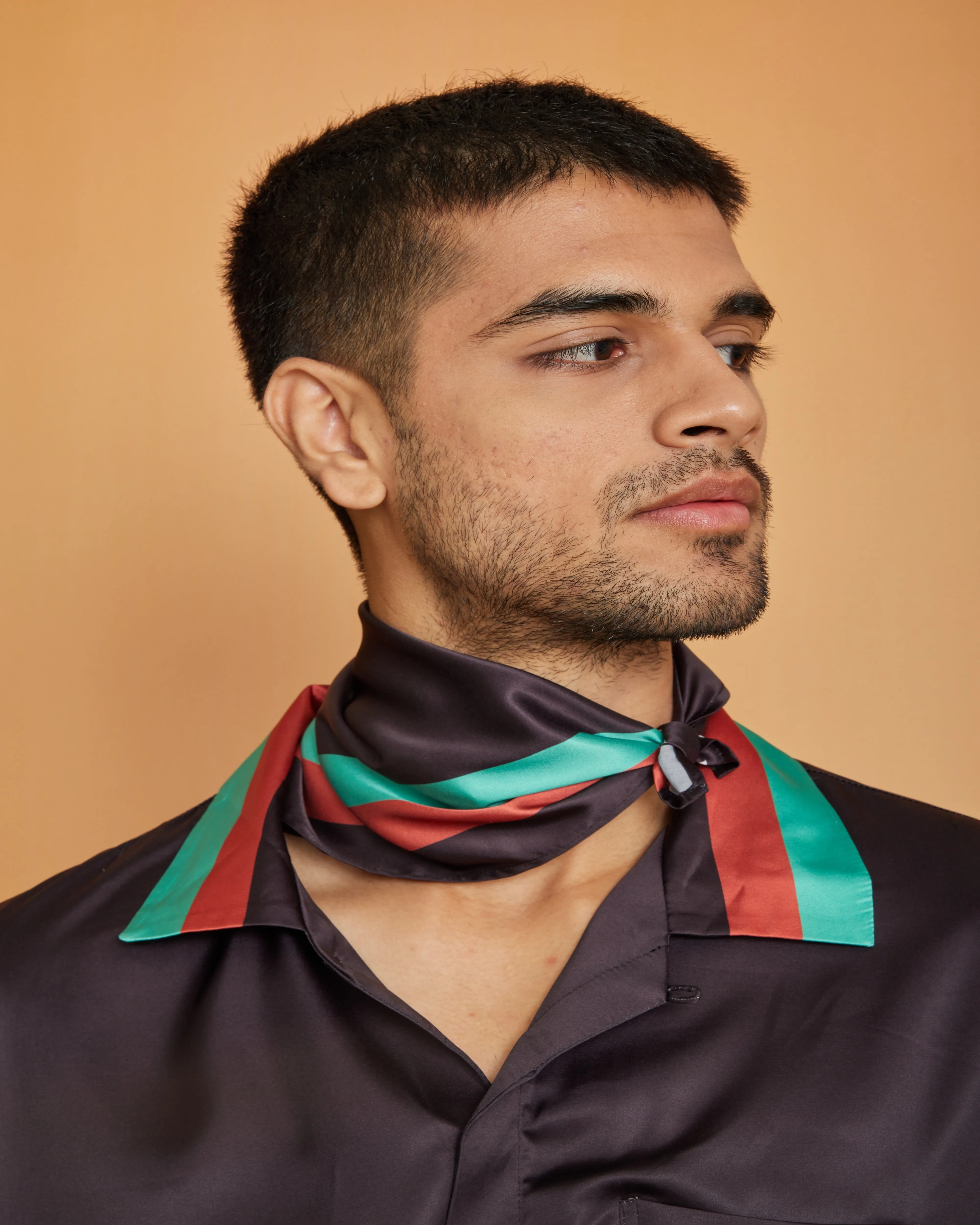 Cross Bar Neck Scarf Cum Pocket Square in Premium Soft Satin