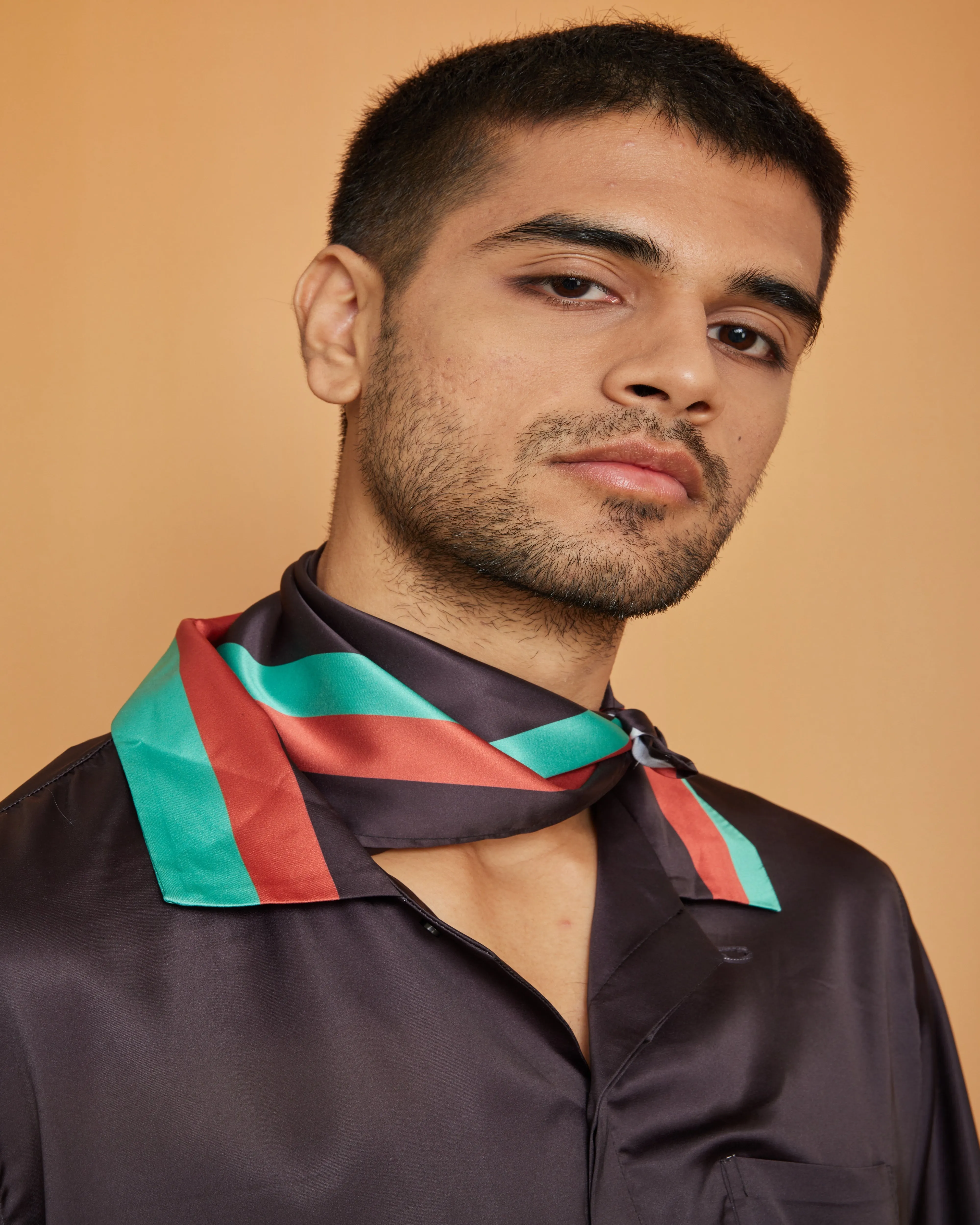 Cross Bar Neck Scarf Cum Pocket Square in Premium Soft Satin