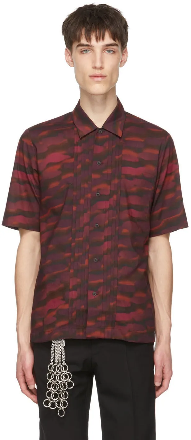 Dries Van Noten Burgundy Len Lye Edition Camillo Short Sleeve Shirt