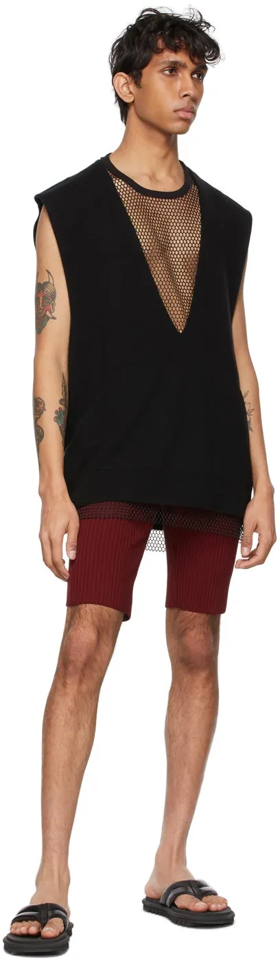 Dries Van Noten Burgundy Rib Knit Shorts