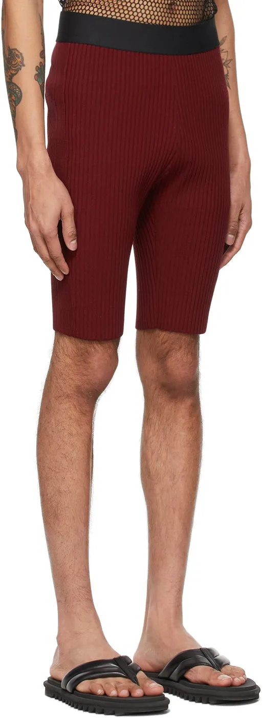 Dries Van Noten Burgundy Rib Knit Shorts