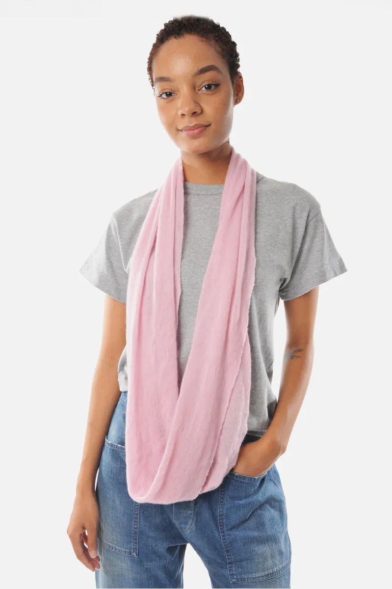 Dusty Pink Melange Knit Cashmere Tube Scarf