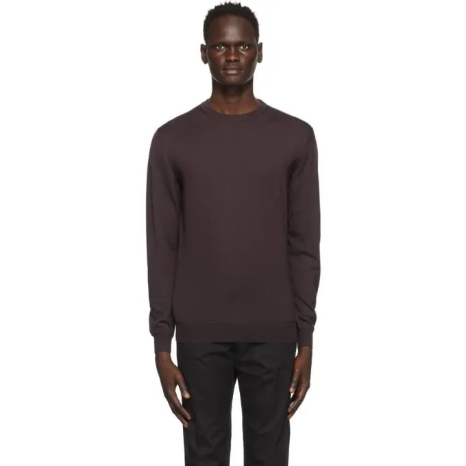 Ermenegildo Zegna Burgundy Cashmere Crewneck Sweater