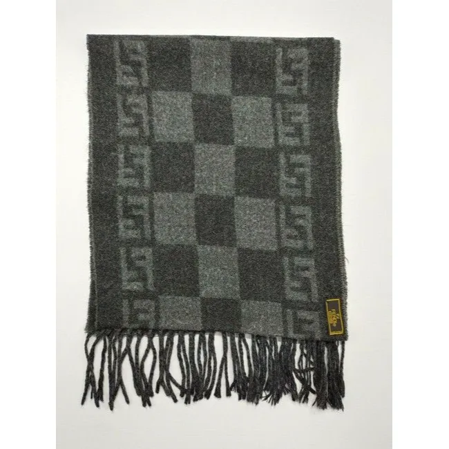 Fendi Zucca Print In Greys Logo Wool Scarf