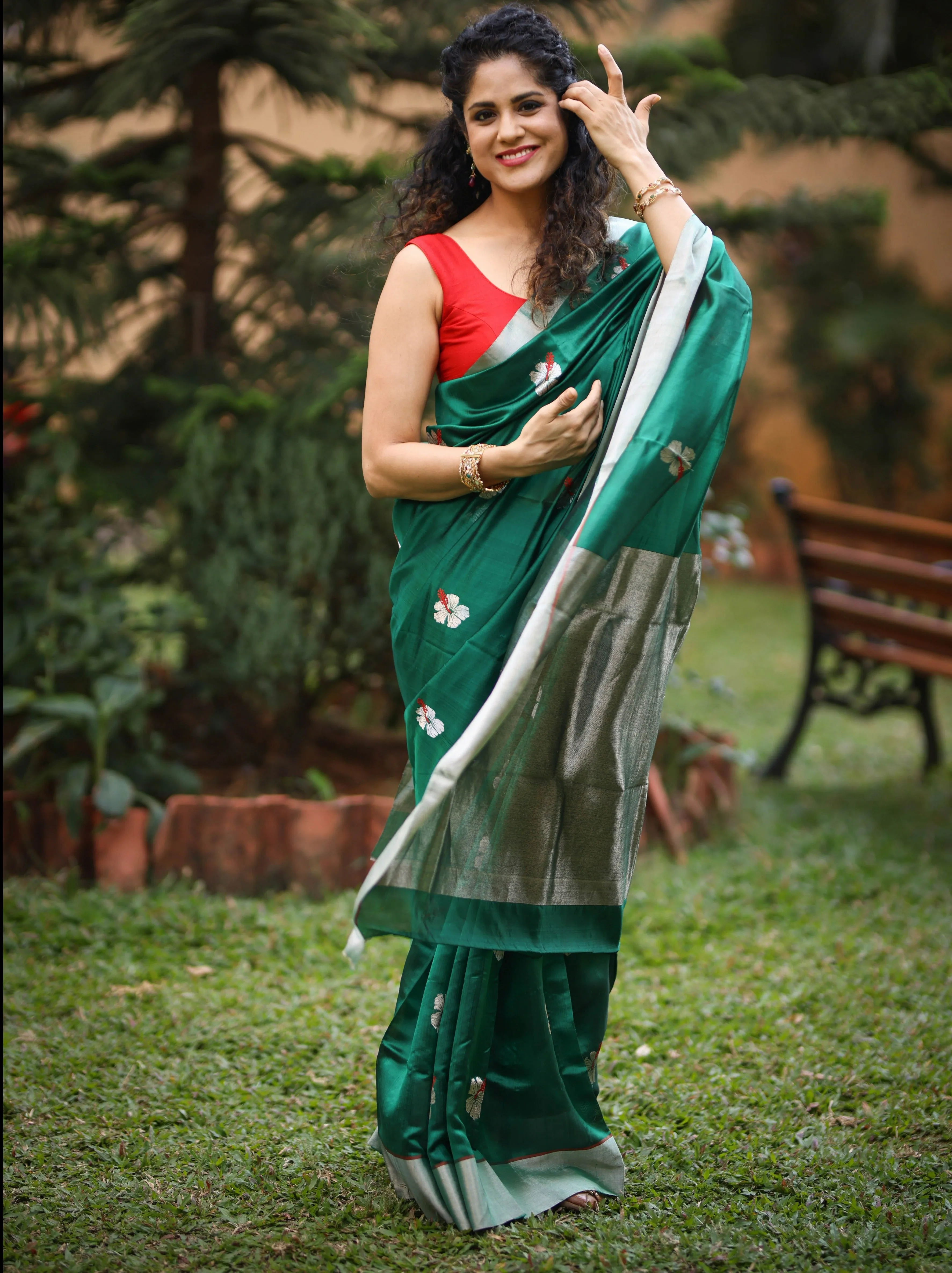 Green Chanderi Silk Saree