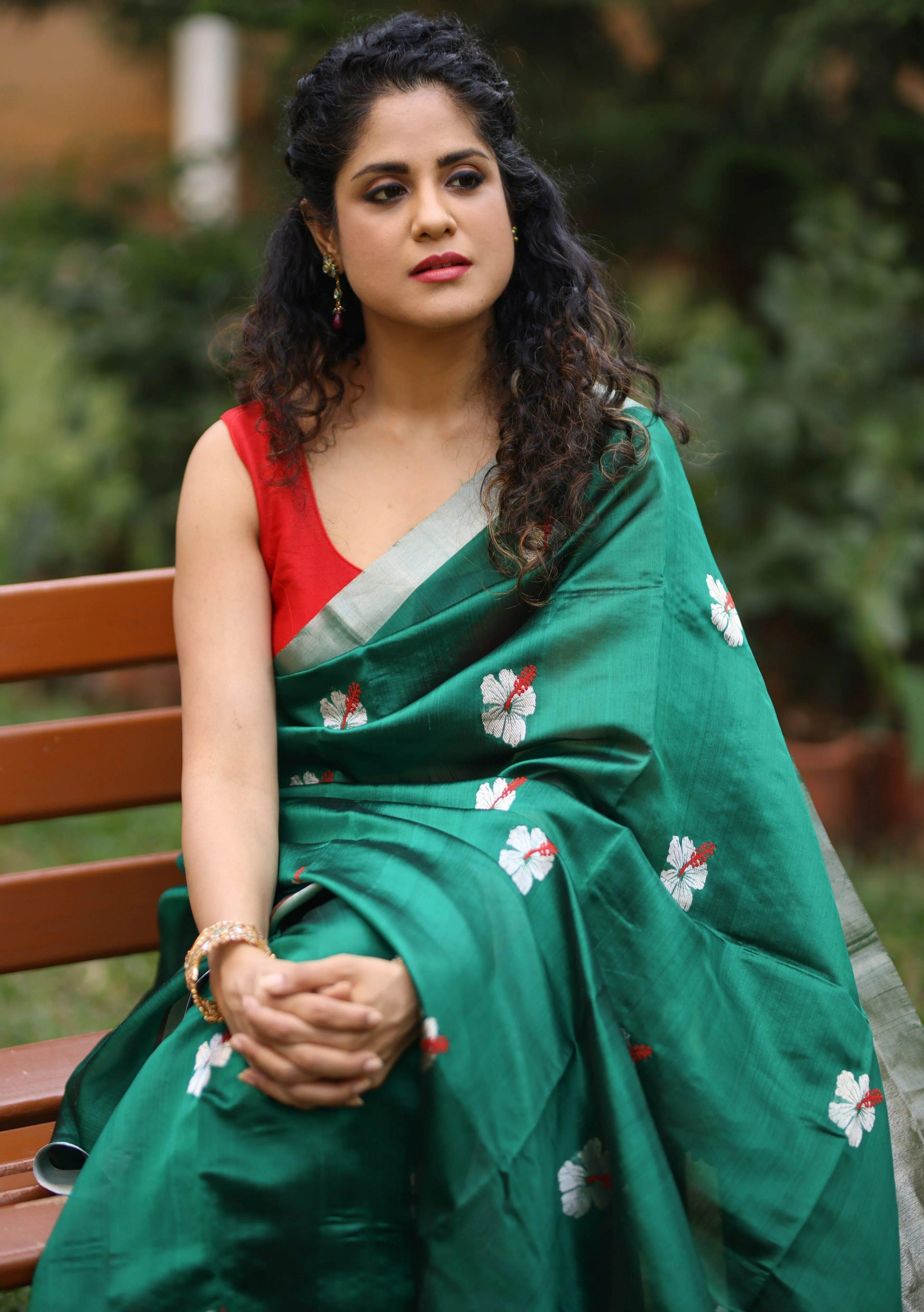 Green Chanderi Silk Saree