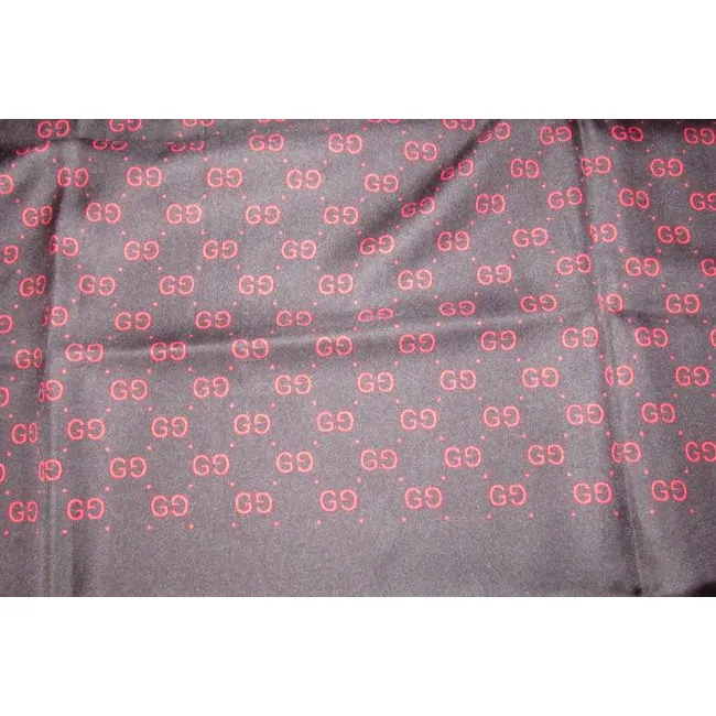 Gucci Black Gold Red Logo Xl And Equestrian Print Silk Scarf