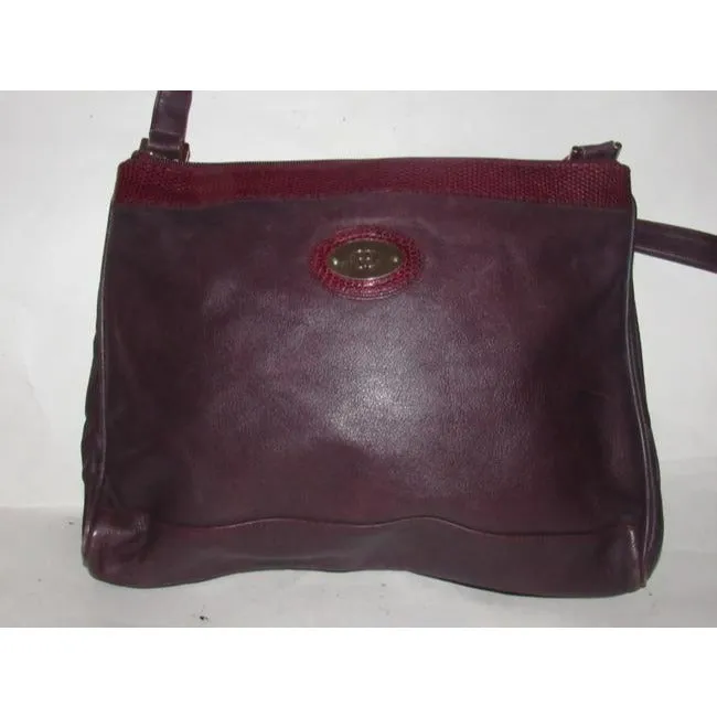 Gucci Purple Leather Shoulder Bag With Burgundy Snakeskin Accents