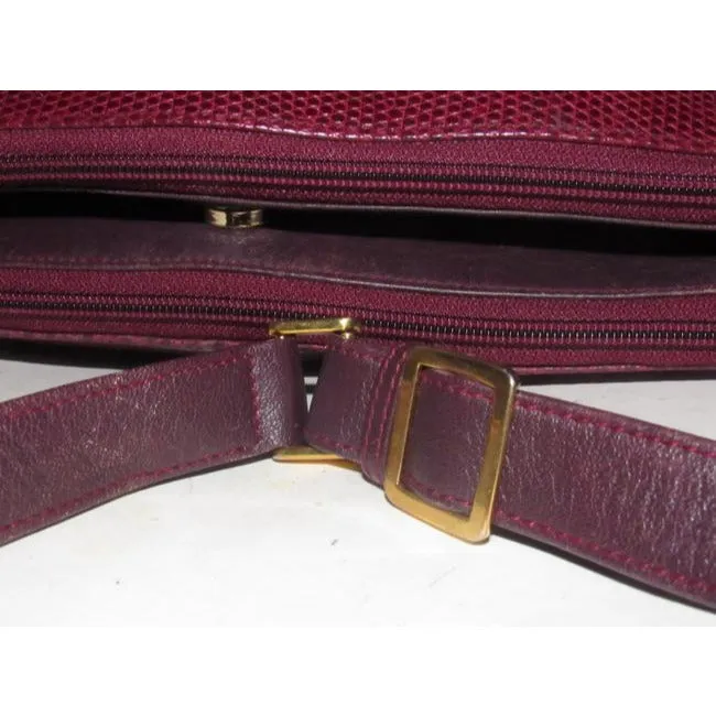 Gucci Purple Leather Shoulder Bag With Burgundy Snakeskin Accents