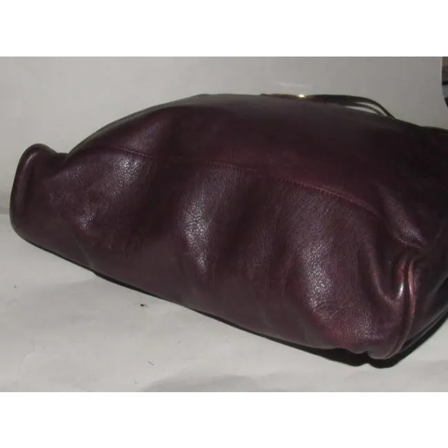 Gucci Purple Leather Shoulder Bag With Burgundy Snakeskin Accents