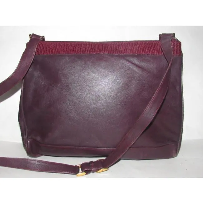 Gucci Purple Leather Shoulder Bag With Burgundy Snakeskin Accents