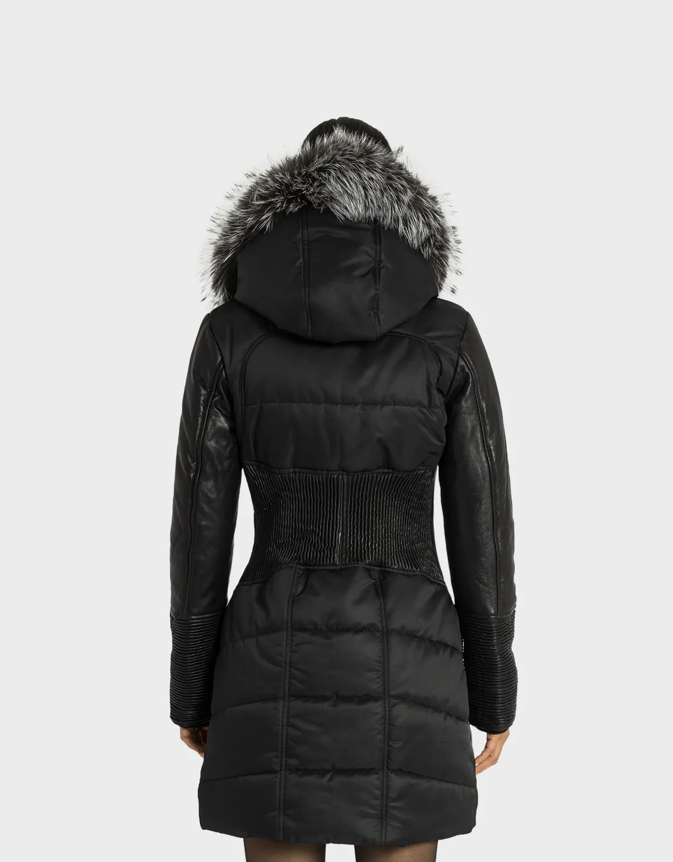 Kylie Leather Sleeve Parka