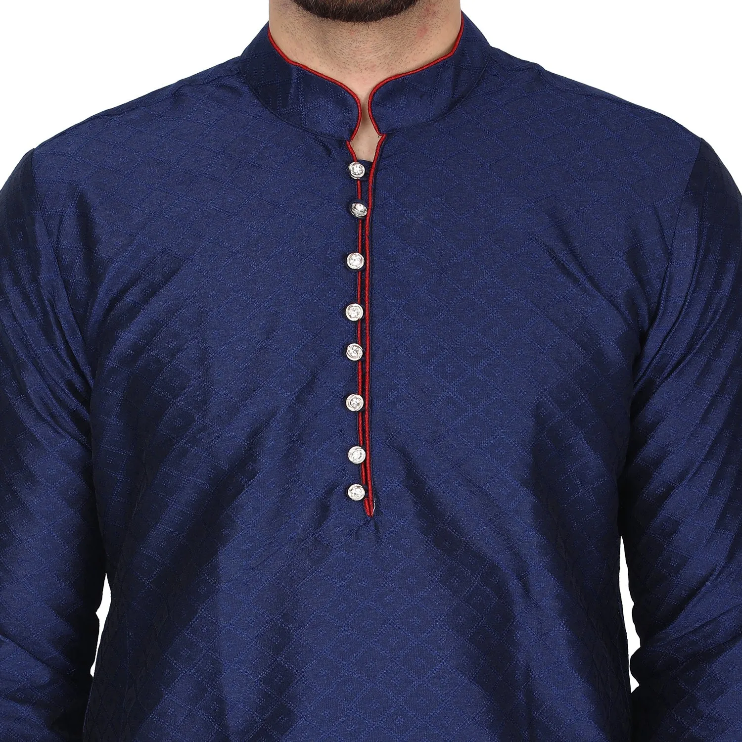 Men's Indian Art Silk Kurta Pajama Wedding Party Festive Season Dress Set Blue