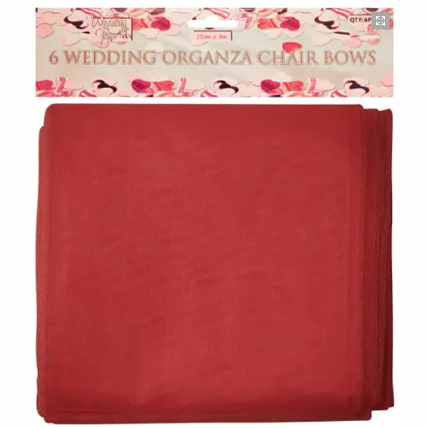 Organza Chairbows 22cm x 3m Burgundy 6 pack