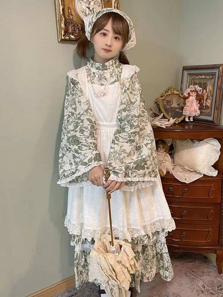 Scalloped Eyelet Trim Floral Triangle Scarf