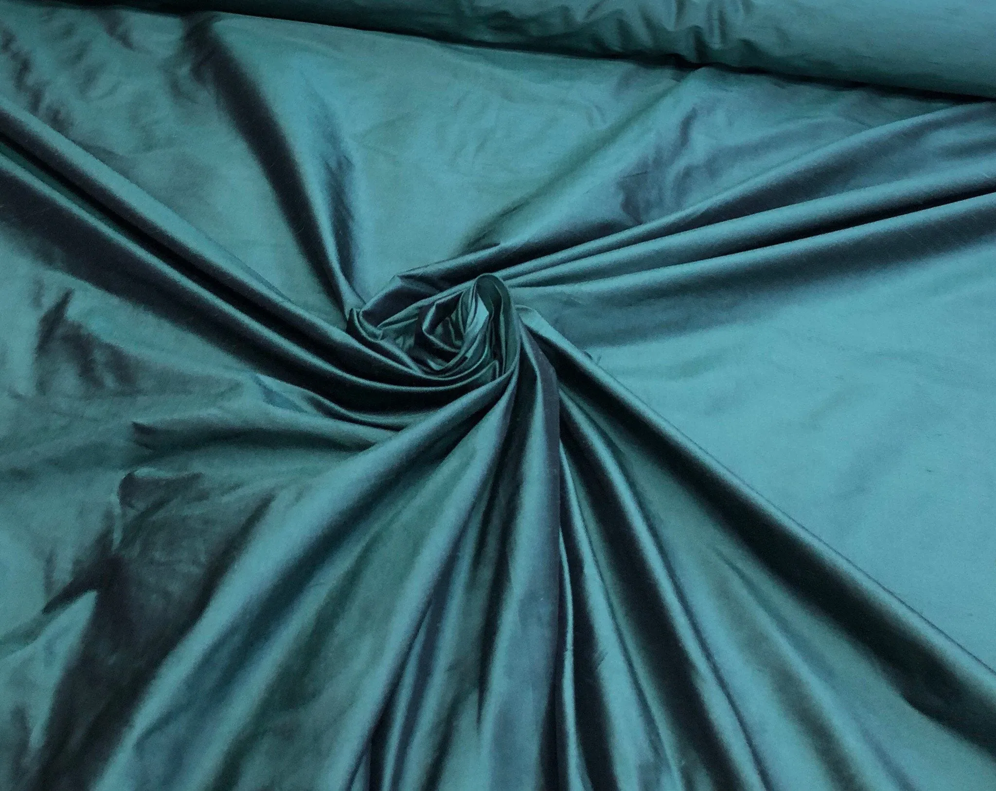 Silk shantung 54&quot; wide   Beautiful Dark forest black/green silk shantung fabric sold y the yard