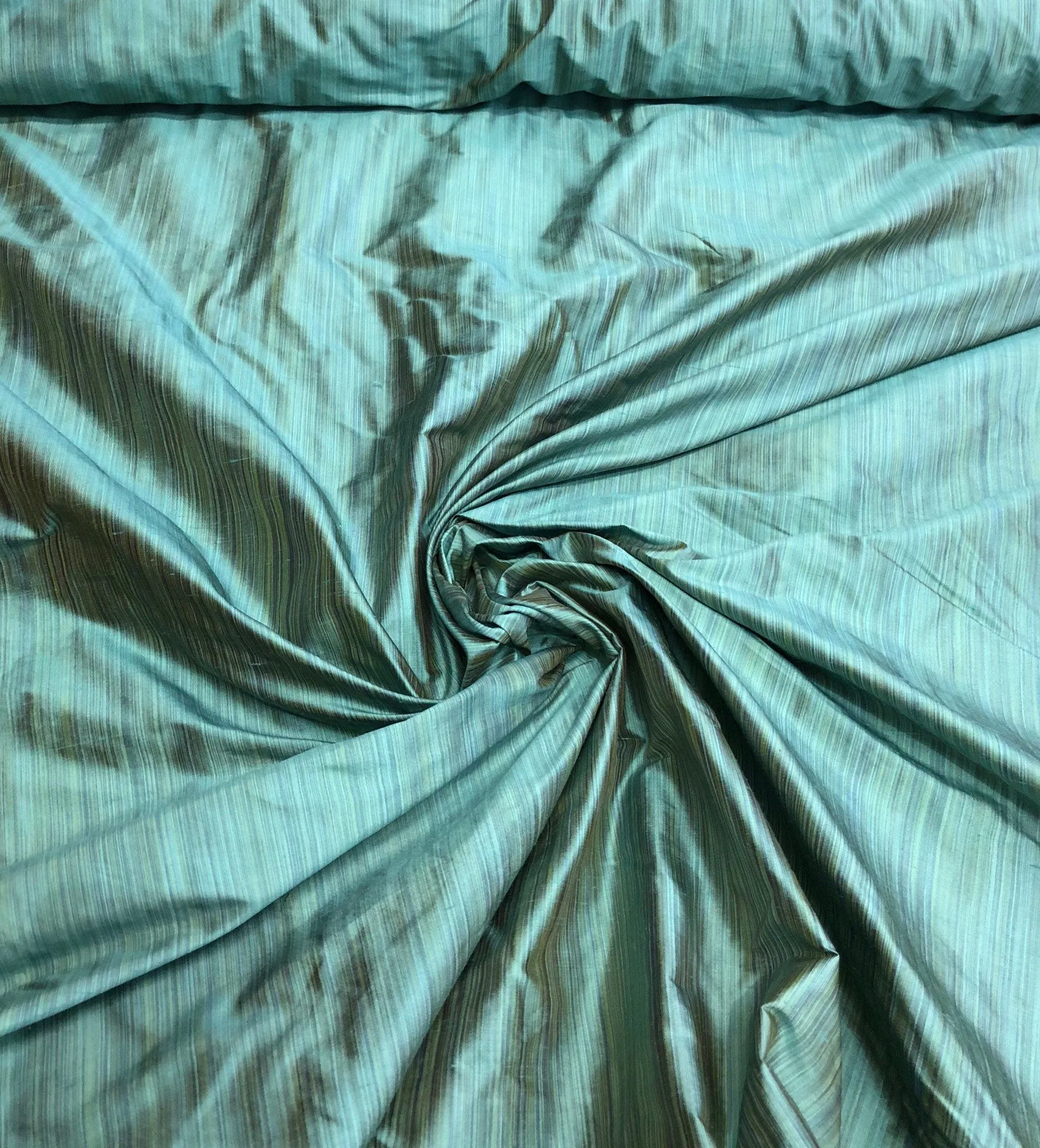 Silk shantung 54&quot; wide   Beautiful pinstripe turquise color silk shantung fabric sold by the yard