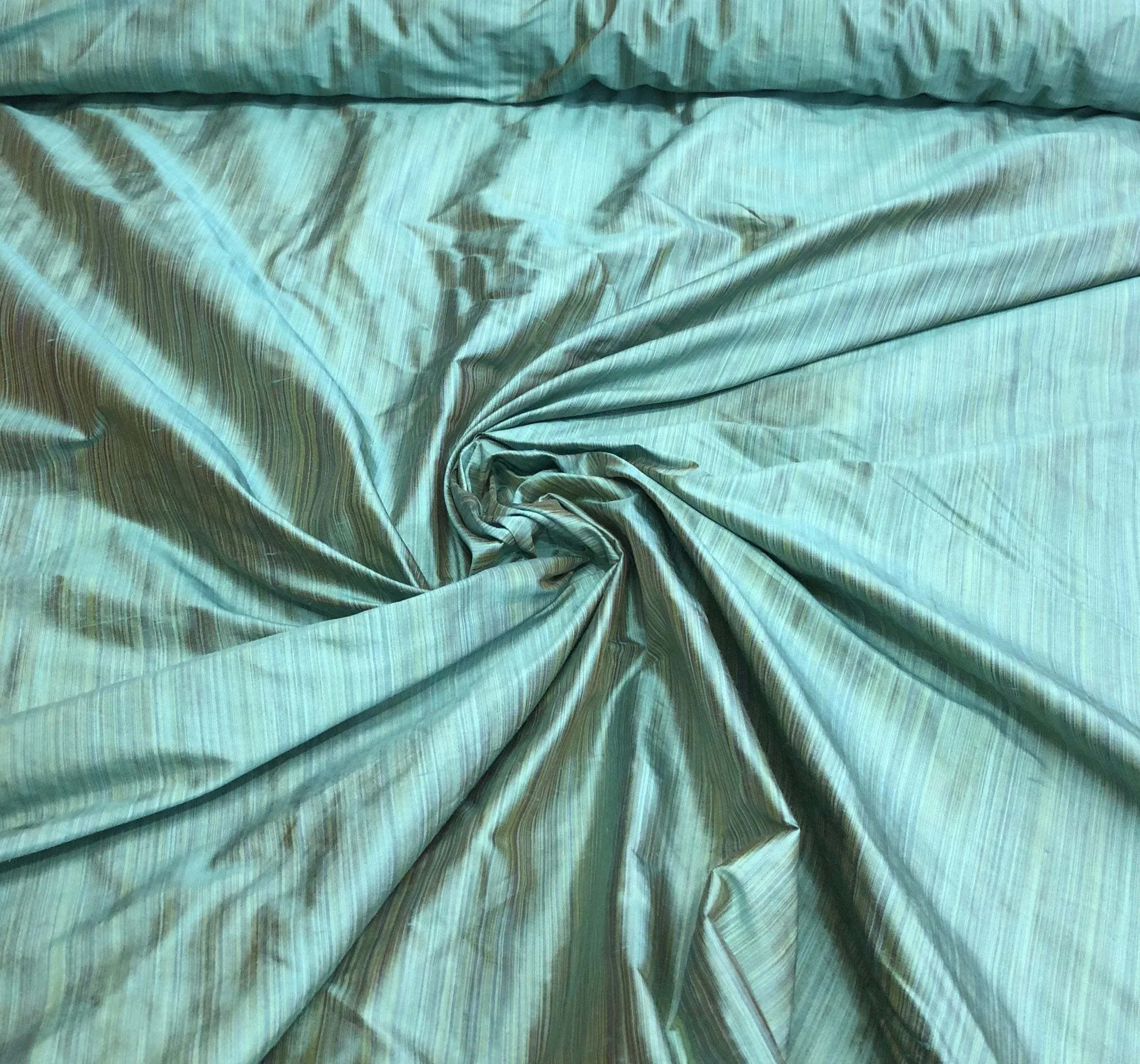 Silk shantung 54&quot; wide   Beautiful pinstripe turquise color silk shantung fabric sold by the yard