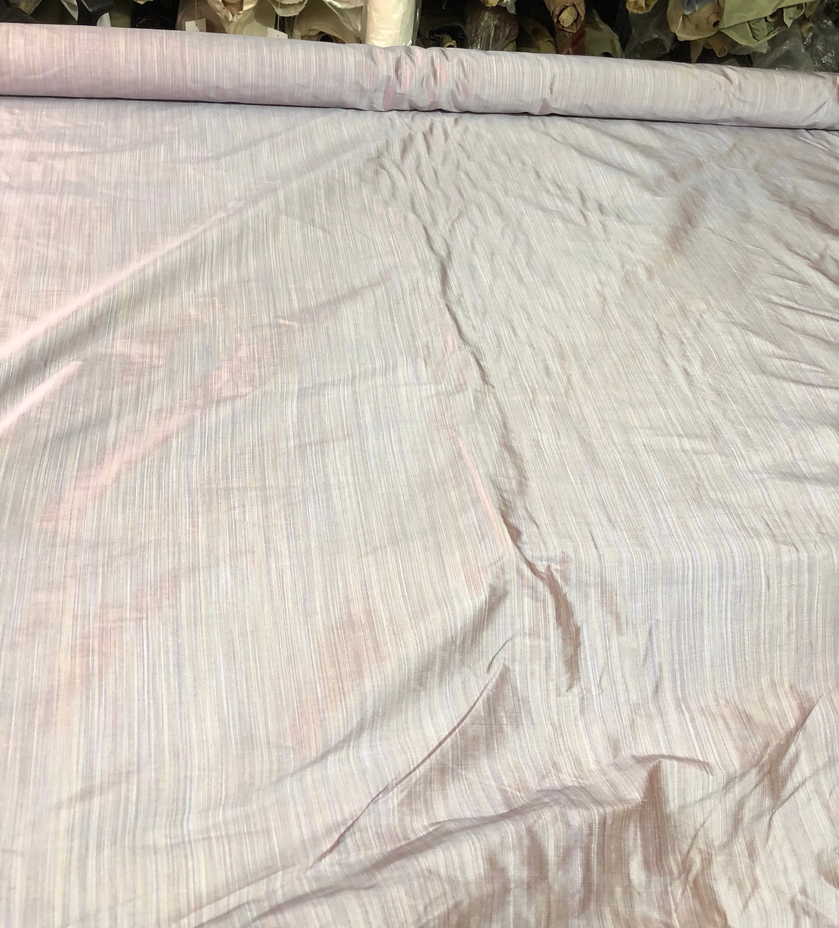Silk shantung pinstripes 54&quot; wide   Beautiful lilac color    Fabric sold bybthe yard
