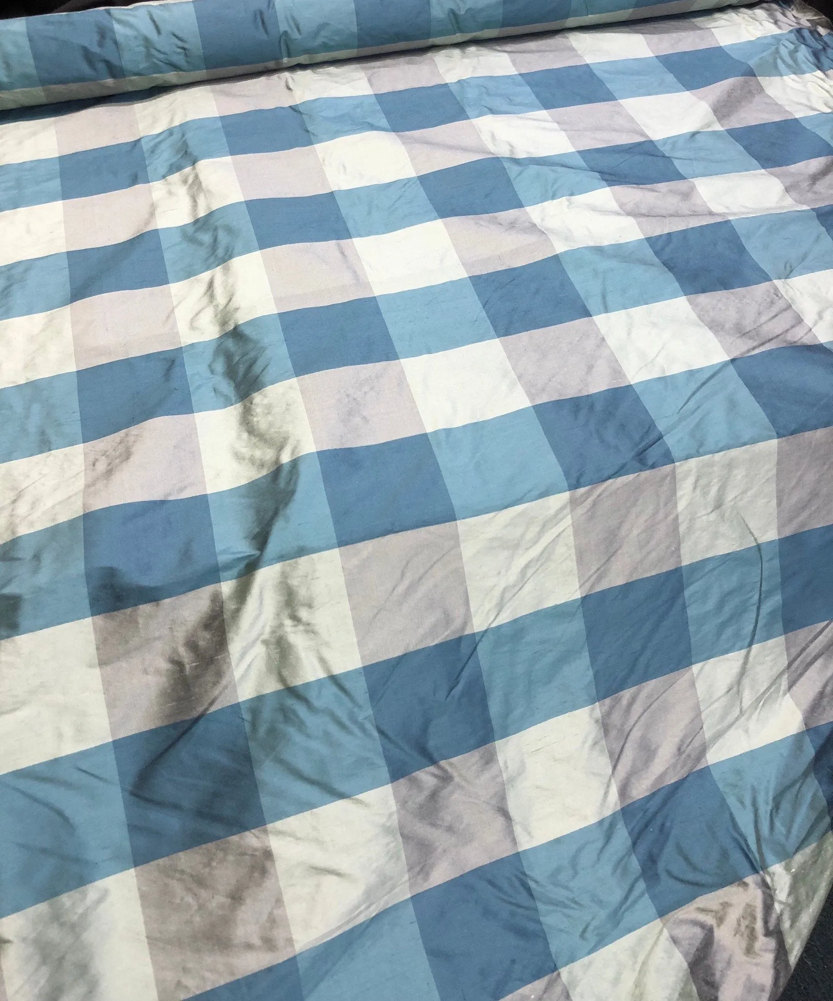 Silk shantung plads 54&quot; wide    Sold by the yard  color: blue grey tones