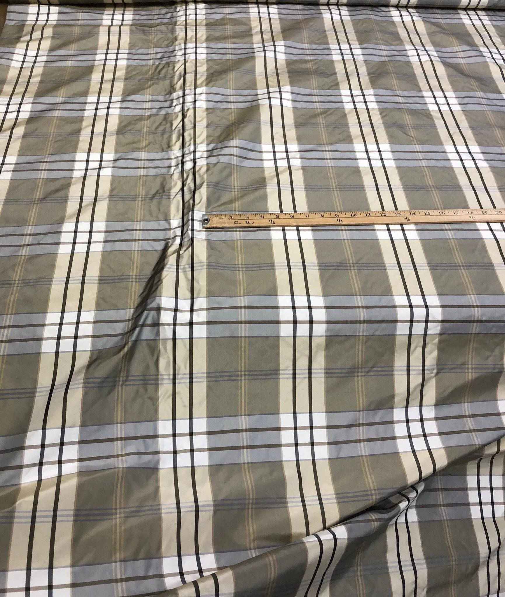 Silk taffeta 54&quot; wide    Beautiful greys combination       Fabric sold by the yard