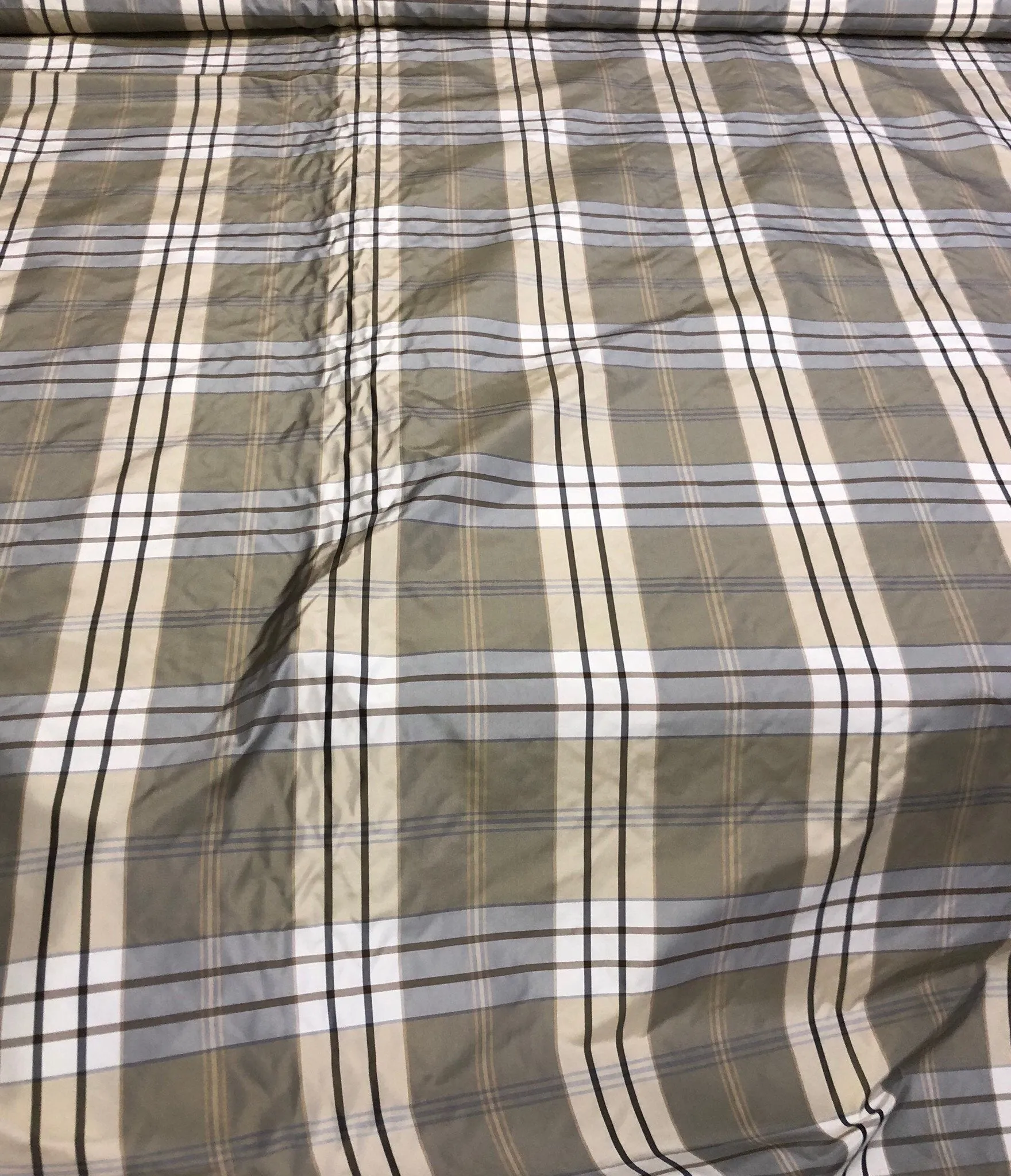 Silk taffeta 54&quot; wide    Beautiful greys combination       Fabric sold by the yard