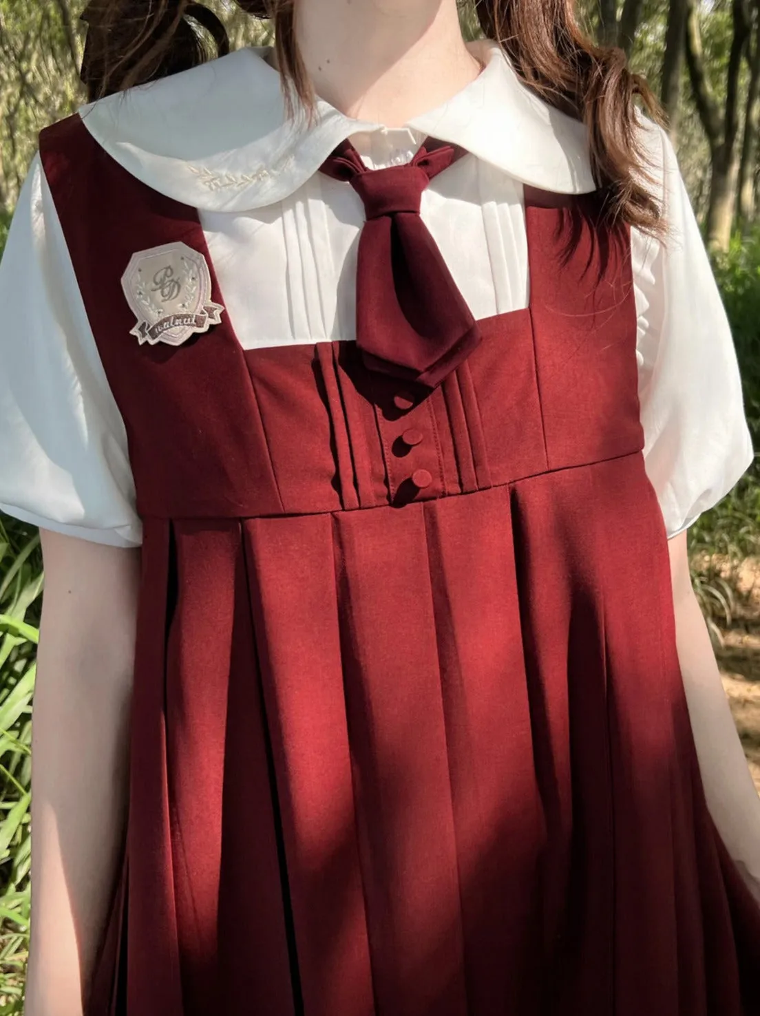 Suspender Tie Red Dress Badge Burgundy Emblem