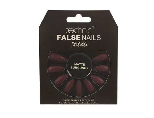 Technic False Nails Stiletto- Matte Burgundy