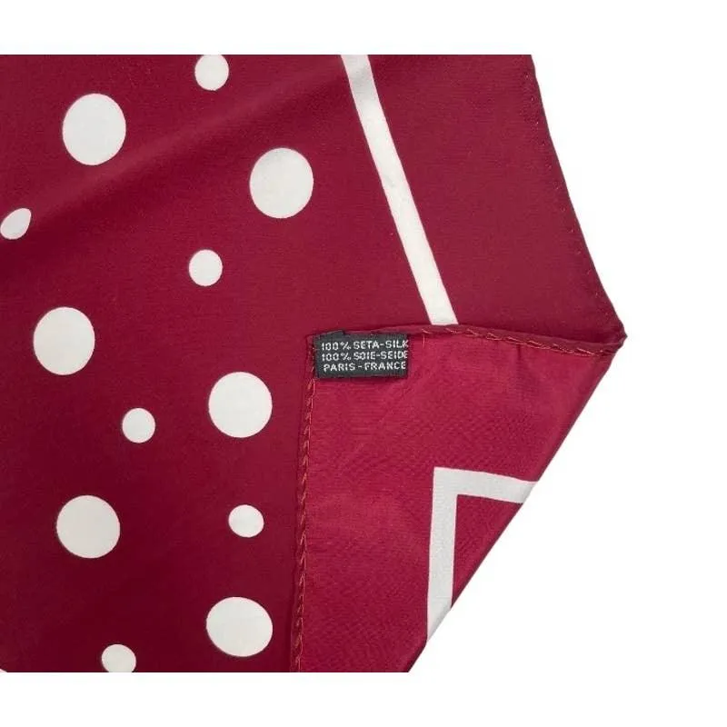 Vintage 90’s Chanel Burgundy Polka Dot Silk Large Scarf Pristine