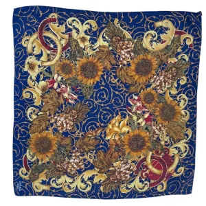 Vintage 90’s Chanel Logo Sunflower Silk Scarf Large Square Pristine