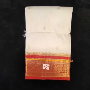 White with Orange | Dharmavaram Silk Saree No 22